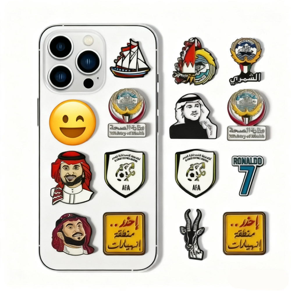 Saudi Arabia UAE Oman Metal Crafts Mobile Phone Decoration for Lapel Pin Sticker Brooch Badge Mobile Phone Decoration for Phone
