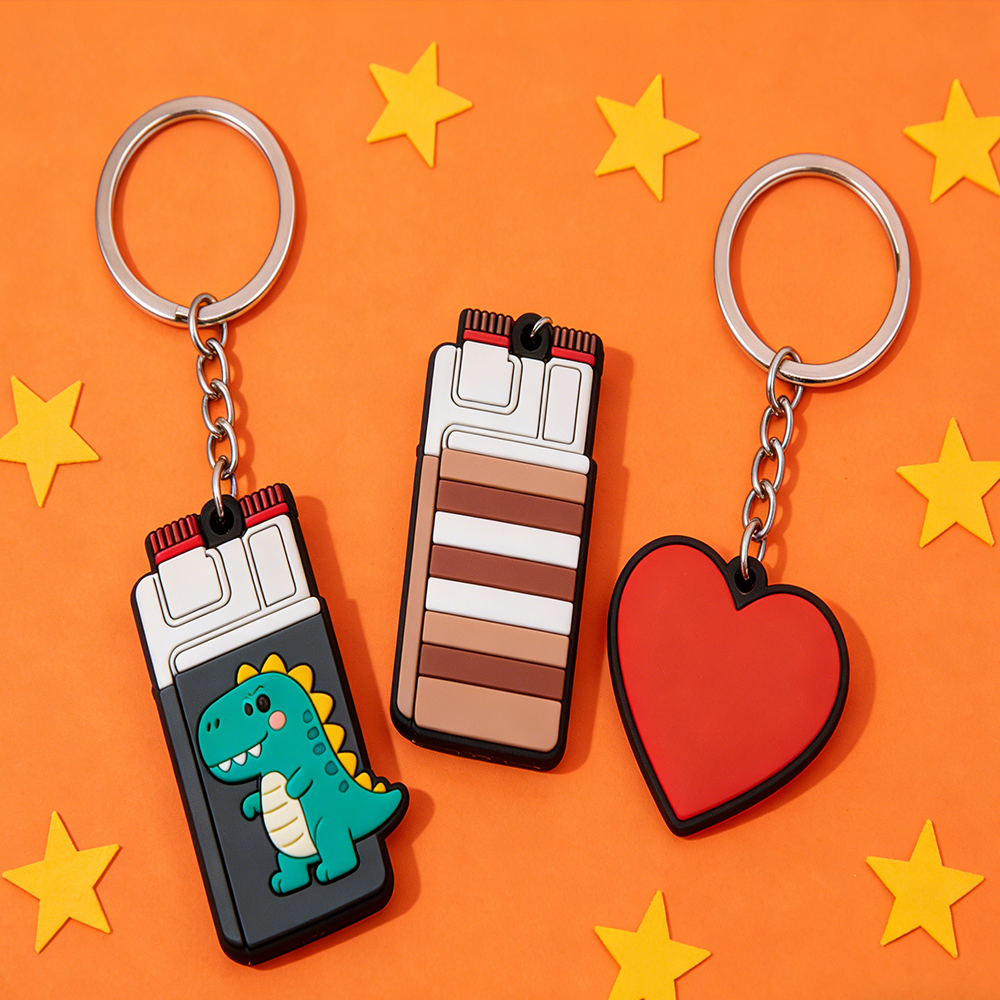 Custom Lighter Adorable Rubber Keychains with Unique Designs for Gifting