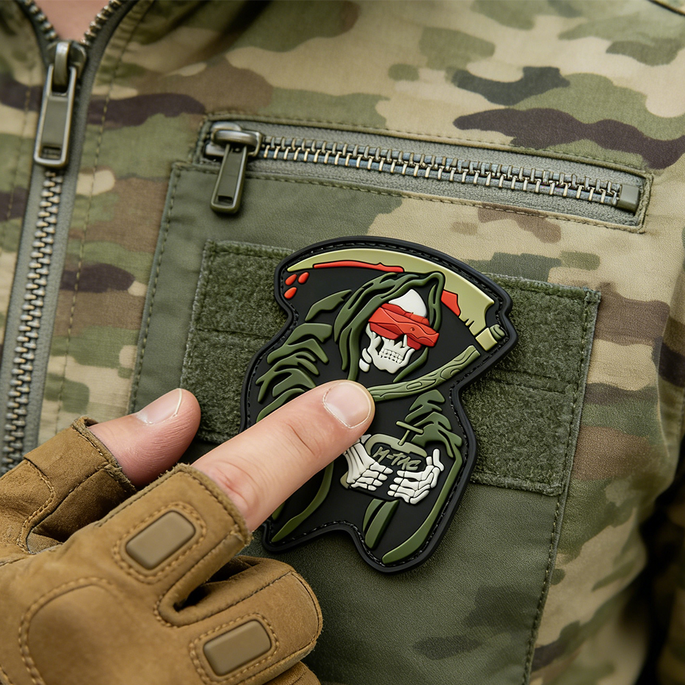 Europe Grim Reaper Style PVC Morale Patch Custom 3D Soft Rubber Patch Dark Theme Collectible Design