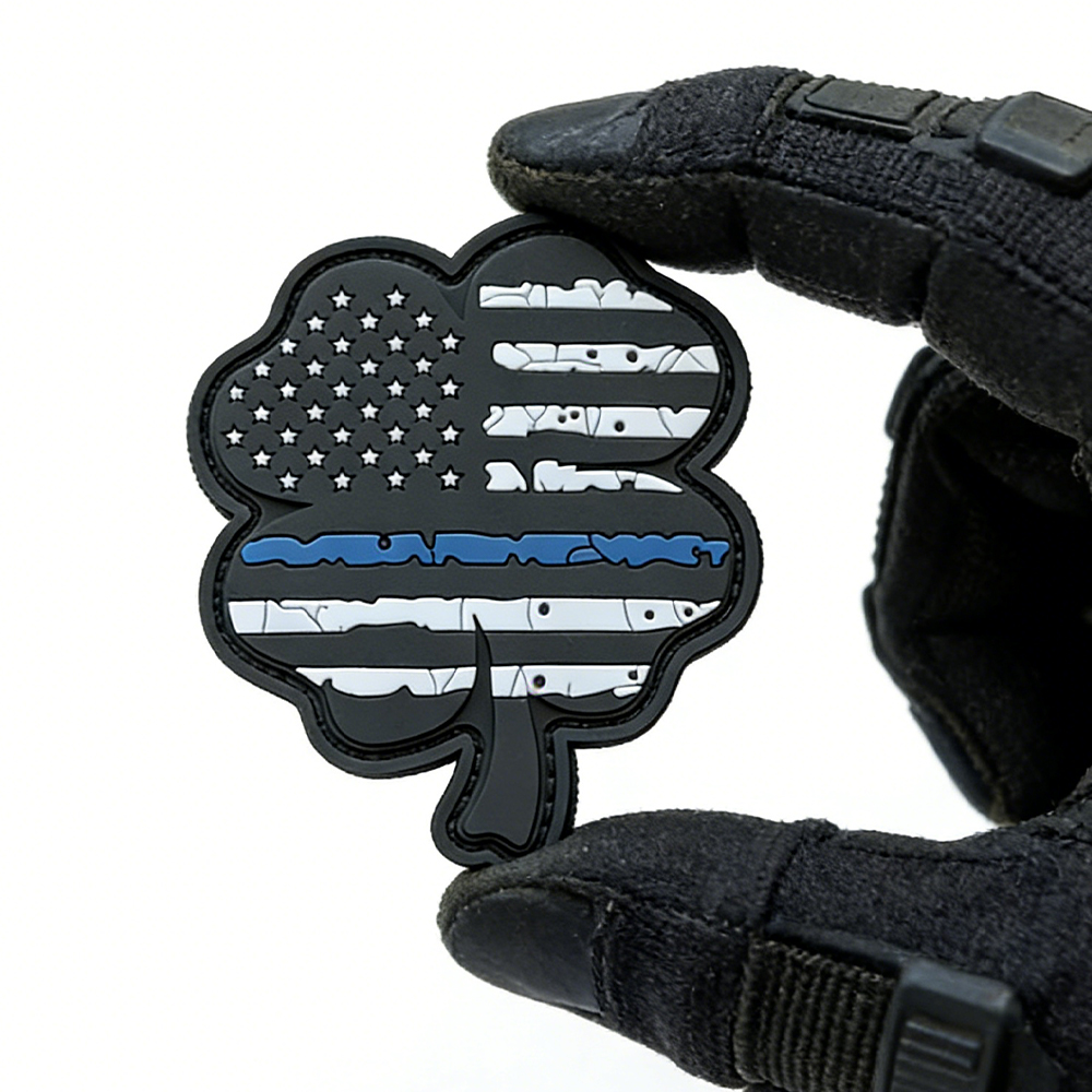 Lucky Four Leaf Clover PVC Patch Custom Soft Rubber Clover Emblem Durable PVC Patch for Bags Jackets Hats and Accessories