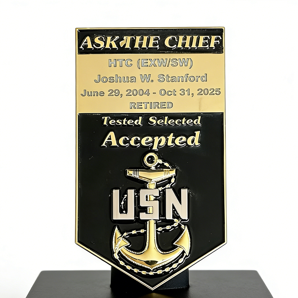 U.S. Navy Personalized Chevron Coin Custom Metal Coin for CPO SCPO MCPO Collectible Gift