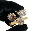 New York Masonic Tie Clip and Cufflinks Set Elegant Metal Mens Accessories for Suits Ceremonies and Collectors