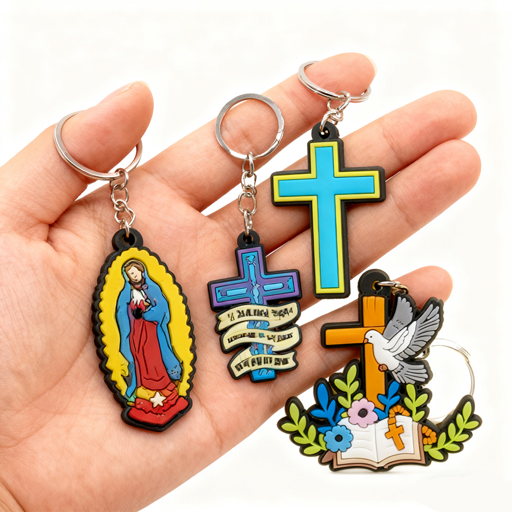 2025 One Piece 2D Rubber Christian logo Custom Charms Souvenirs Gift Keychain Ring Cartoon Accessories for Keychains