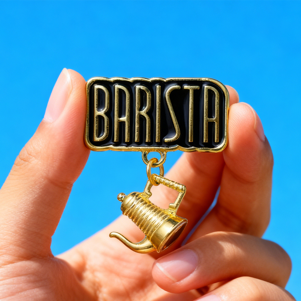 New Product Creativity Barista Apron Brooch Pin Fashion Coffee Pot Coffee Bean Enamel Pin Coffee Accessories Gift Lapel Pin