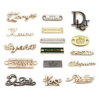 High Quality Custom Brand Name Letter Engraved Plate Tag Garment Metal Logo Labels for Clothing