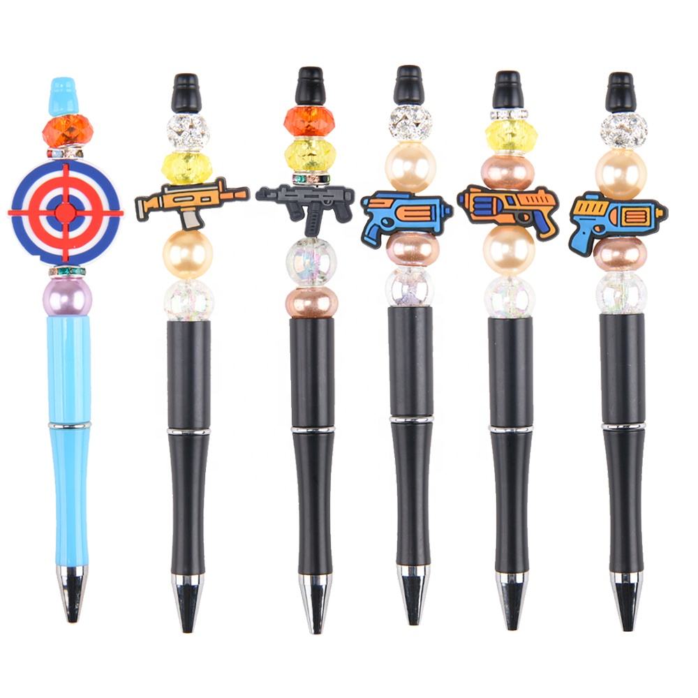 Soft Material Custom eco-friendly mix focal beads character silicone teething beads pen making beads and charms for pen tops