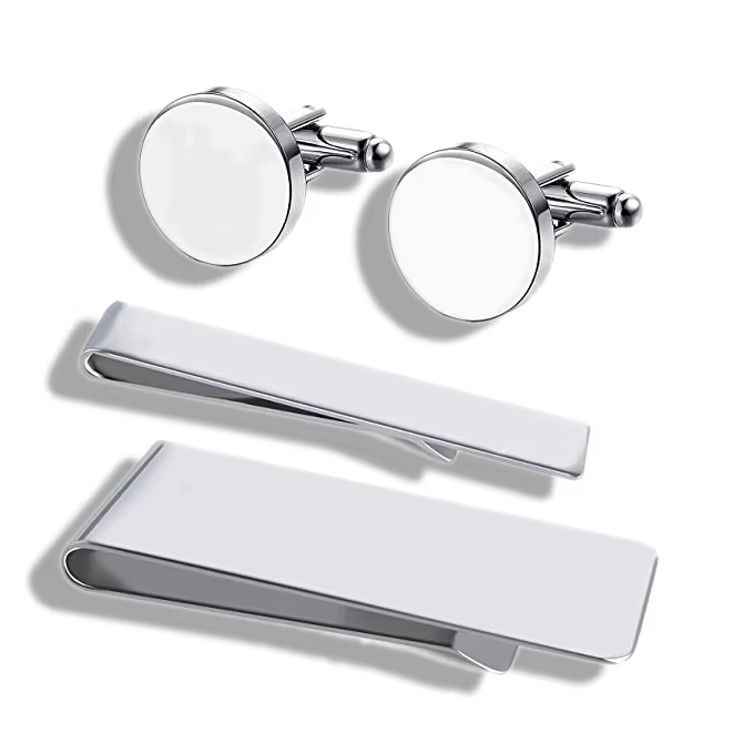 Manufacture Metal Blank Soft Enamel Diamond Suit Shirt Engraved Logo Tie Clips Men Cuff Links With Box Packaging Custom Cufflink