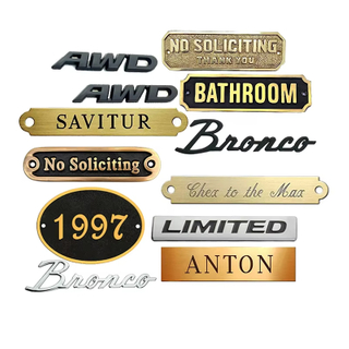 Design Small Clothes 3d Logo Silver Brass Gold Branded Emblem Stainless Steel Engrave Nameplate Pin Custom Metal Name Plate