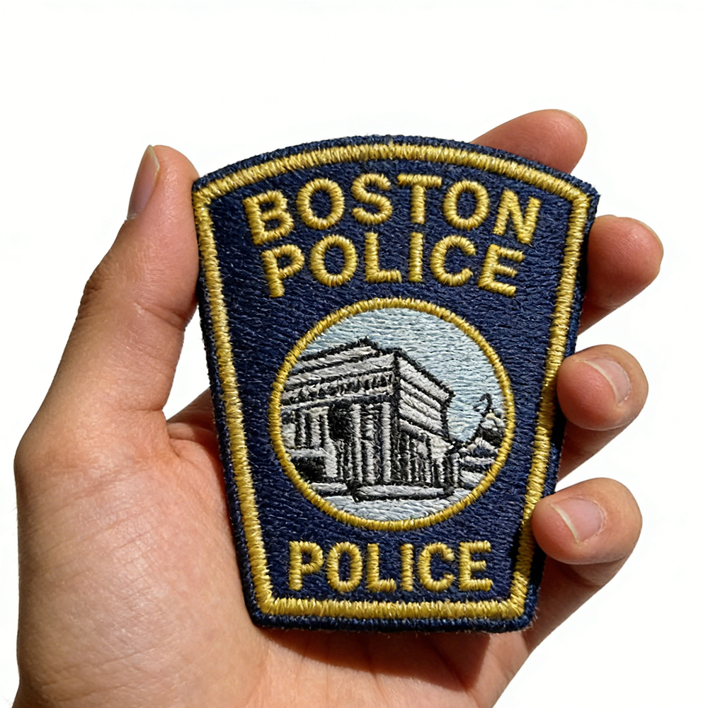 Custom Embroidered Boston Police Patches - Themed Law Enforcement Emblems for Massachusetts, USA - Personalized Police Department Badge Collection