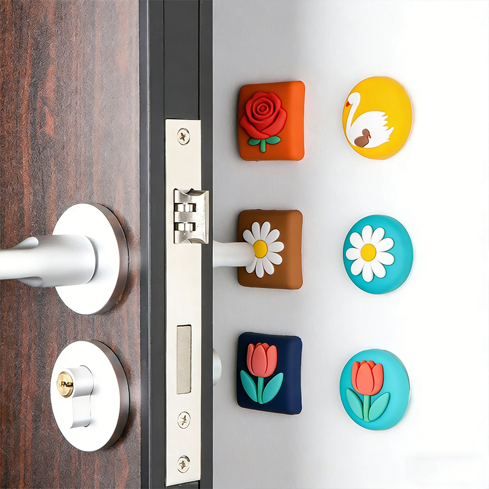 Wholesale PVC Rubber Cartoon Door Handle Stopper Pad Self Adhesive Bumper for Kids Room Decor