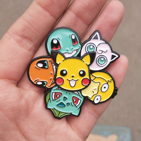 Custom Designs Cute Anime Pokemon Badge Animal Game Pokemon Pikachu Enamel Pin Go For Kids