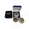 Antique Bronze Coin Printed pattern with epoxy resin, blue velvet box packaging