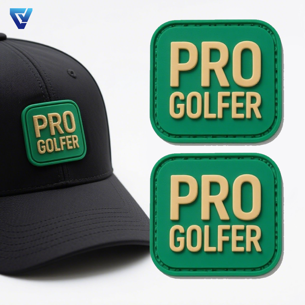 Panel Rubber Pvc Hatpatch Children Custom Logo Waterproof Golf Jersey Collarless Golf Shirts Baseball Cap for Man Pvc Hangtags