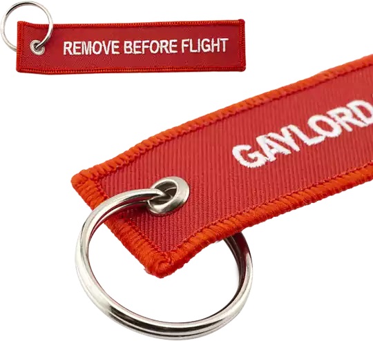 Cheap Fabric Pre-take-off Dismantling 3d Both Sided logo Woven Label Key Ring with Hook Key Jet Tag Custom Embroidered KeyChain
