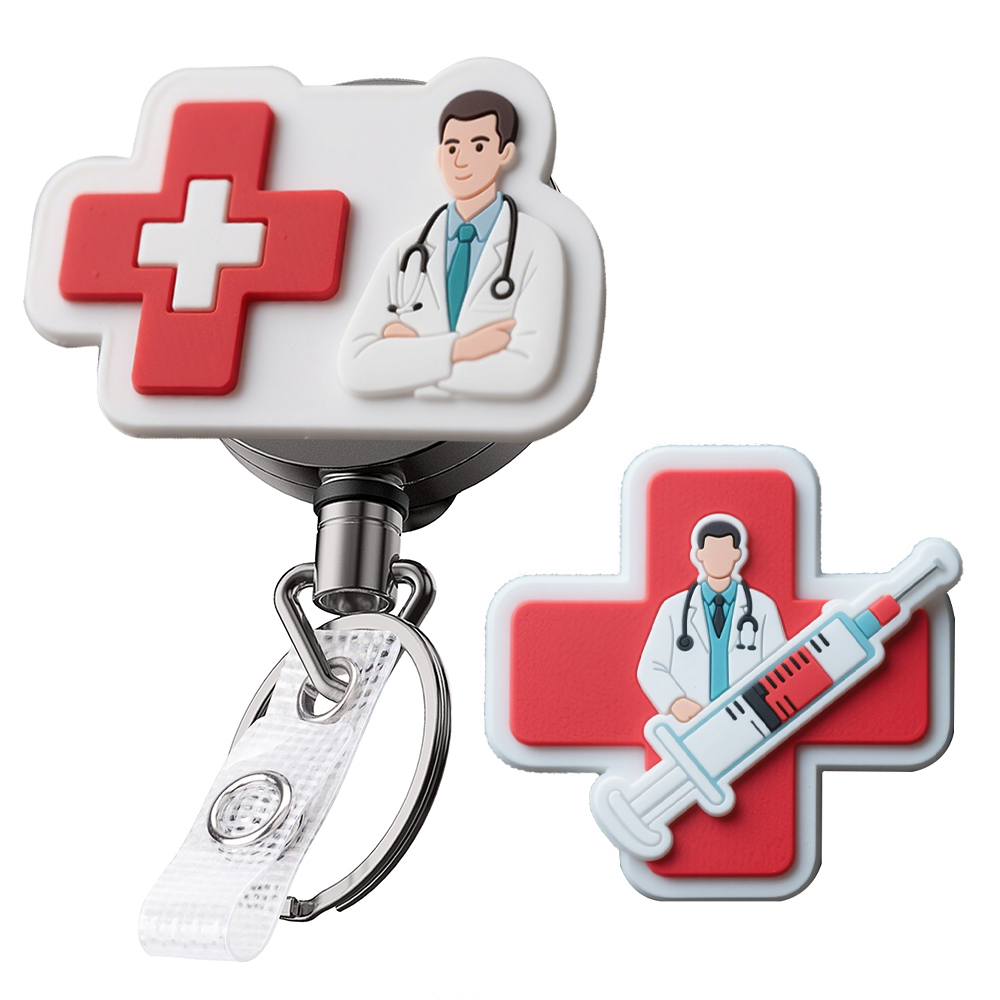 Medical Retractable Pull Badge Reel ID Lanyard Name Tag Card Badge Holder Reels Doctor Nurse Supplies Credential Holder 3D PVC