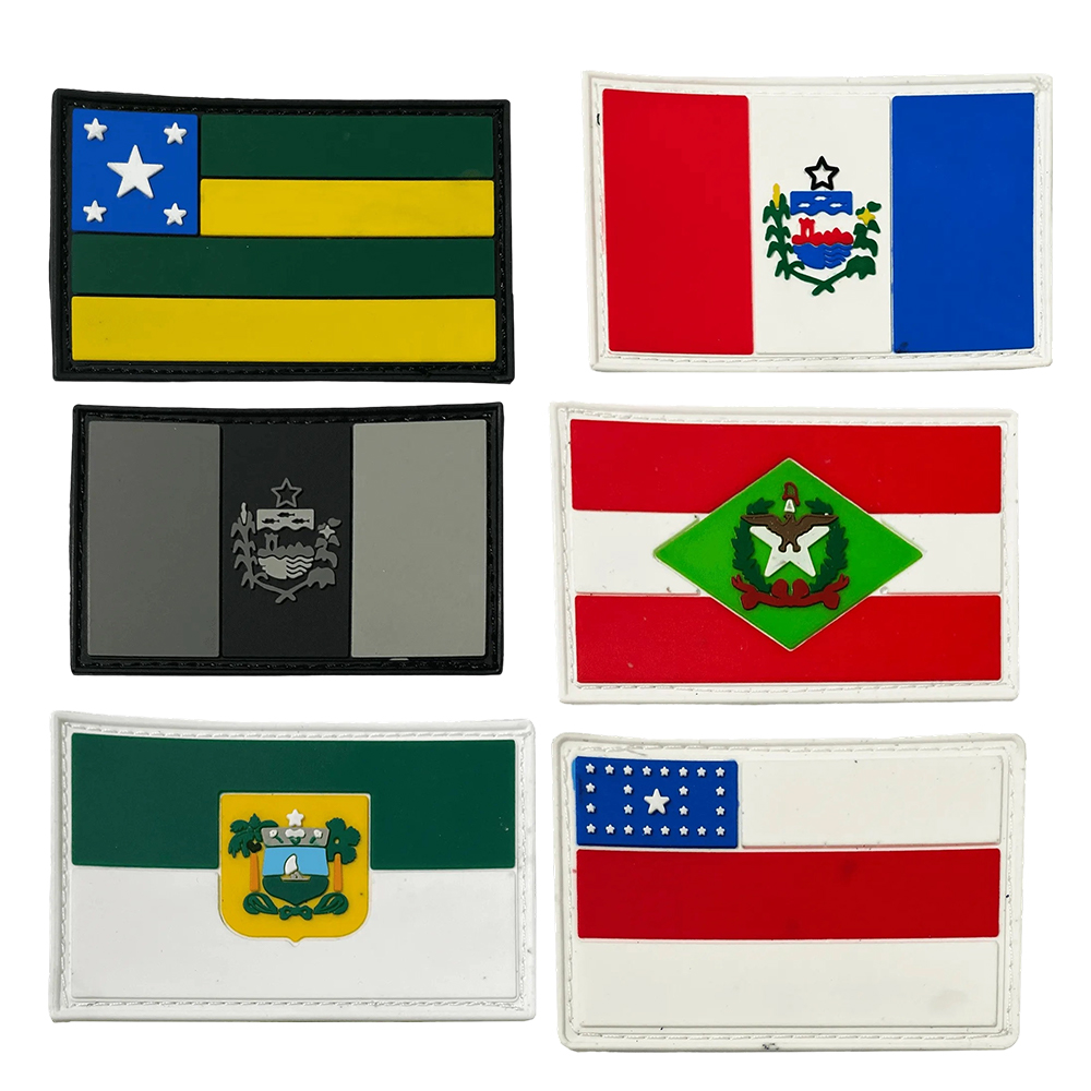 Pvc Brazil Flag Patches Custom Logo Various Country Various States Flag Design Backing Soft Rubber Patches for Clothing