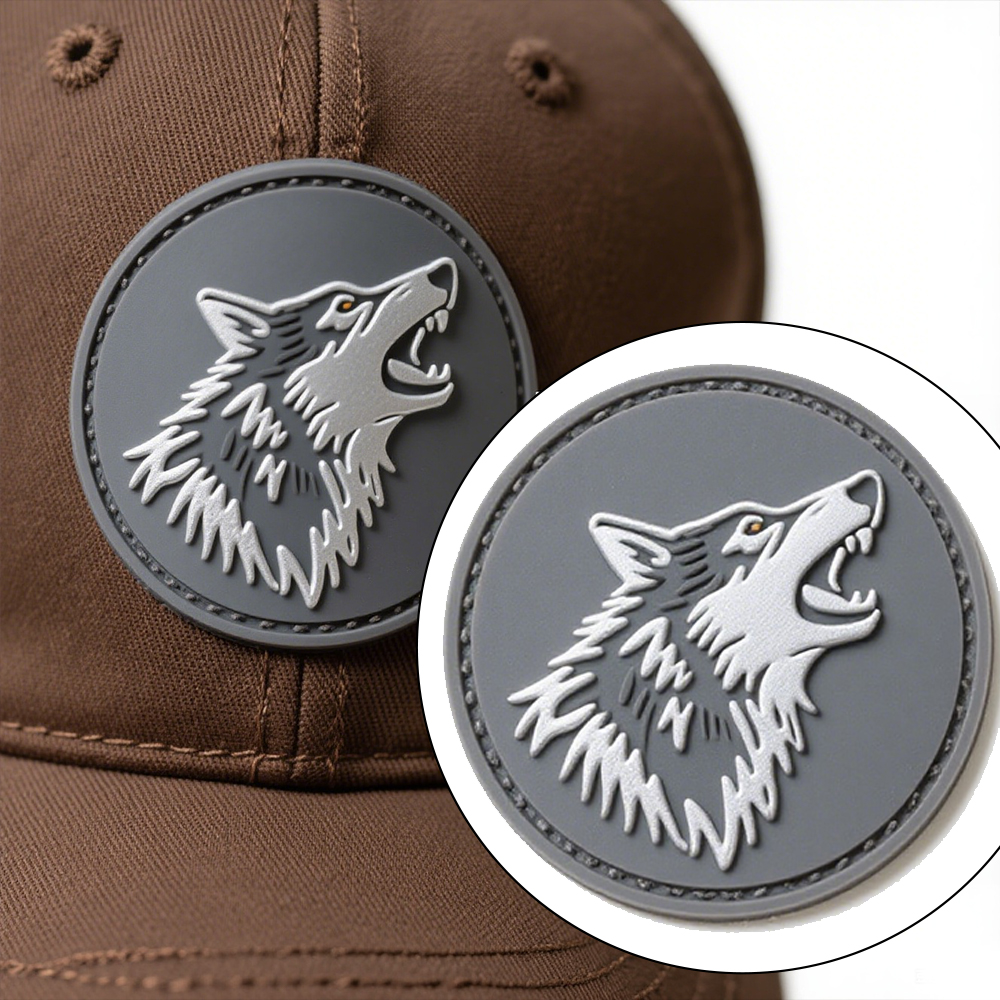 Custom Heat Press Pvc Rubber Logo trucker hat patches stick on Custom Logo Pvc Silicone tiger Iron on Patches