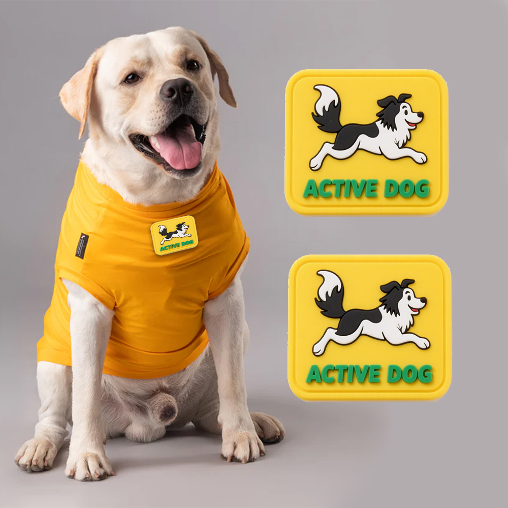 Custom 3D Embossed Soft PVC Label Rubber Patch for Dog Shirt Adhesive Waterproof Logo Custom Stick Dog Glass Pet Heart