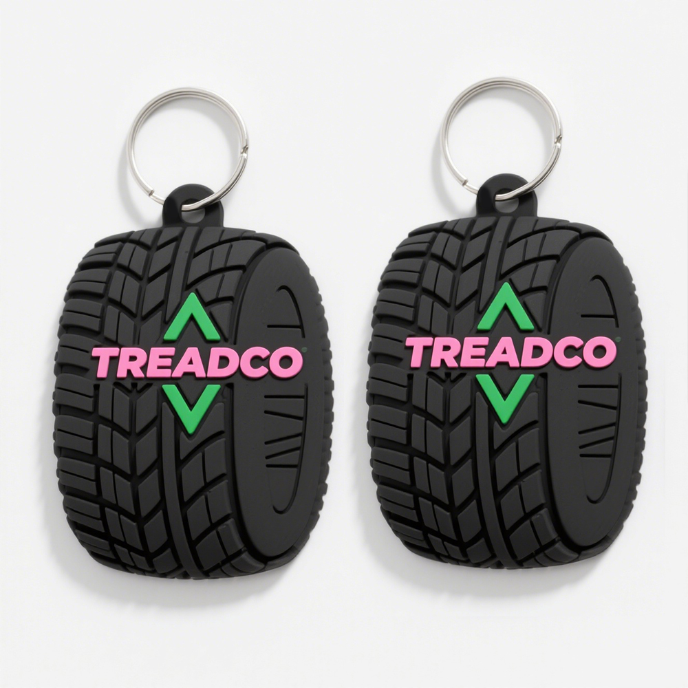 OEM Factory Custom Made Tire Shape Rubber Keychain with Logo Portable Promotional Key Holder and Carabiner