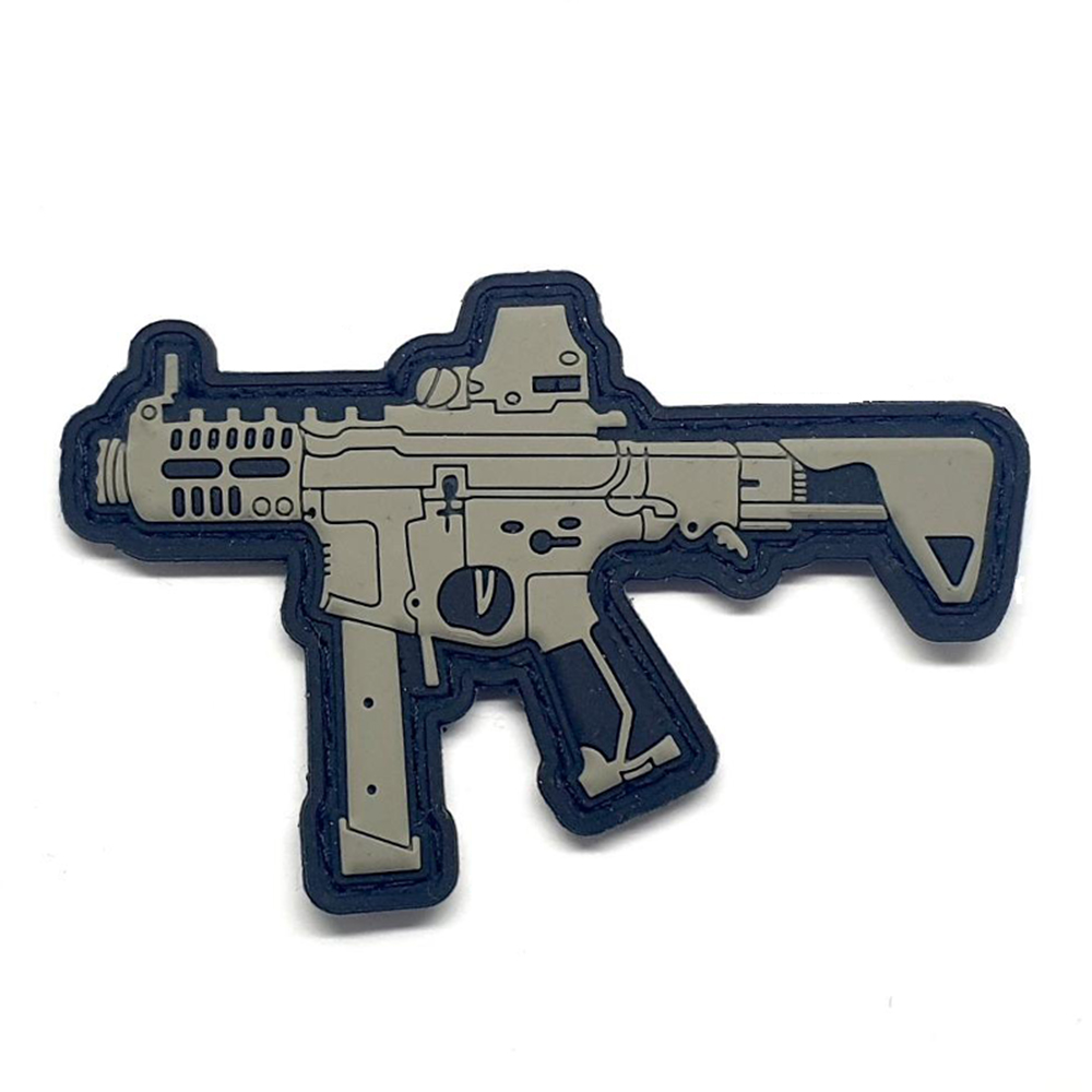 Gun Shape PVC Tactical Gun logo Fastener Hook Patch Combat Rubber Patches Badges for Clothing Bag Backpack