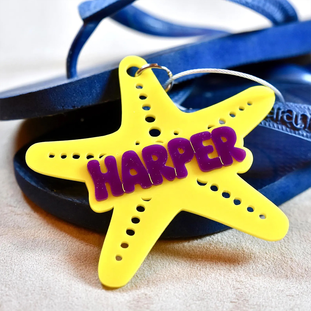 Sea Creatures Name Tag for Beach Tote, Ocean Theme Backpack Tag, Lunchbox Identifier, Birthday Party Favors Pvc Keychain