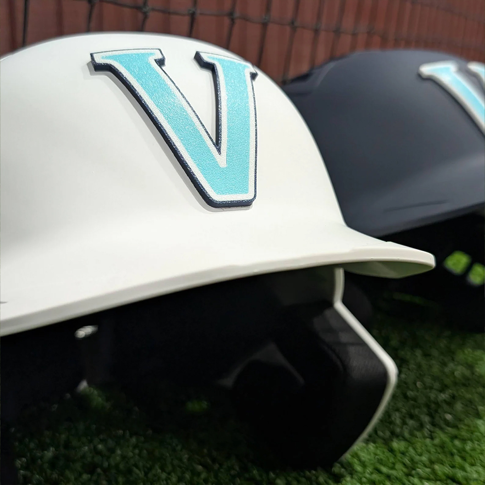 Custom 3D PVC Batting Helmet Decals – Durable Rubber Stickers for Baseball Helmets, Team Logos, and Player Numbers