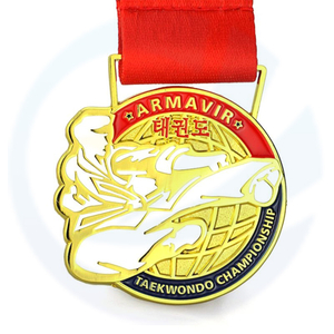Ribbon Award Factory Custom Die Cast Medallion Metal Martial Arts Taekwondo Jujutsu Kung Fu Medals