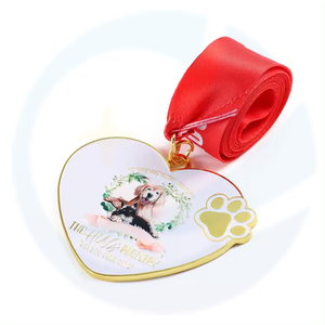 Metal Cute Animal Cats Dogs Medals Manufacturing 3D Color Spray Heart Shape Enamel Medals 