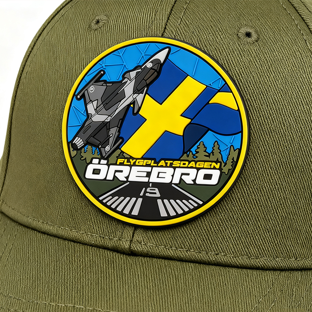 Swedish Aerial Wing PVC Patch Custom 3D Rubber Badge with Hook Loop Backing