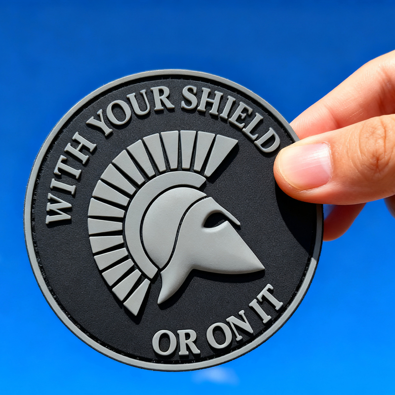 Spartan With Your Shield or On It Rubber Patch PVC Warrior Theme Emblem for Backpacks Jackets and Gear