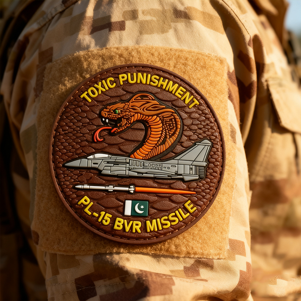 Custom Pakistan F-16 Fighter Unit PL-15 Missile 2D PVC Patch Durable Rubber Emblem Hook and Loop Badge