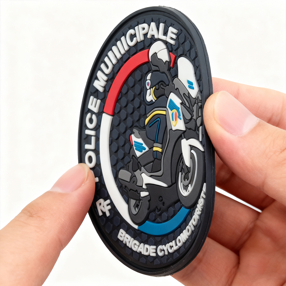 Custom 3D PVC Motorcycle Club Patch Soft Rubber Badge with Hook and Loop Backing for Jackets Bags and Rider Gear