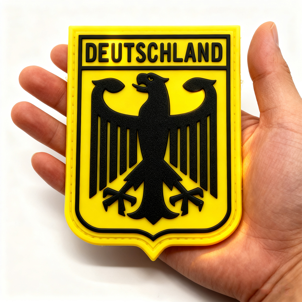 Custom Deutschland Royal Coat of Arms PVC Patch German Imperial Eagle Rubber Flag Emblem Hook and Loop Backing