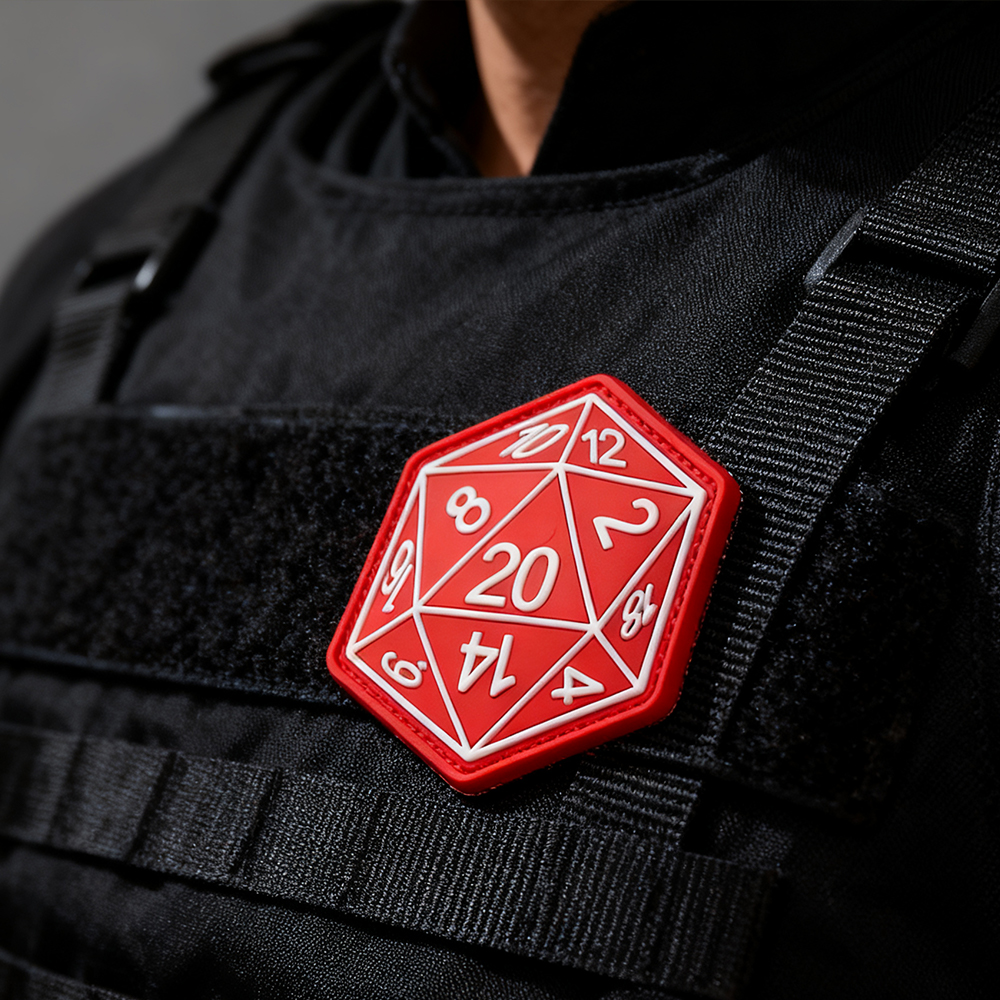 Custom RPG D20 Dice PVC Patch – Soft Rubber 3D Gaming Emblem for Tabletop & Cosplay Accessories