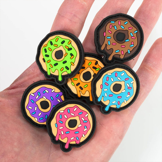 Cute Doughnut Sprinkles PVC Patch Custom 3D Soft Rubber Badge with Hook and Loop for Bags Jackets and Collectors