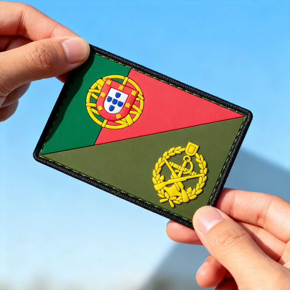 Custom Portugal PVC Patch Marine Corps 3D Soft Rubber Badge with Hook and Loop Backing for Jackets and Gear