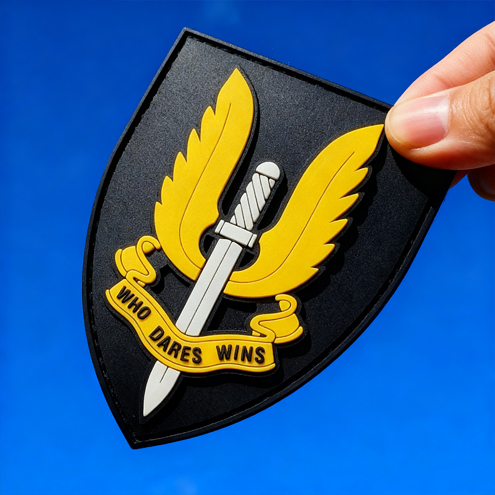 Premium SAS Style Tactical PVC Rubber Patch with Velcro Backing, 3D Embossed Design for Backpacks Jackets Gear Decoration