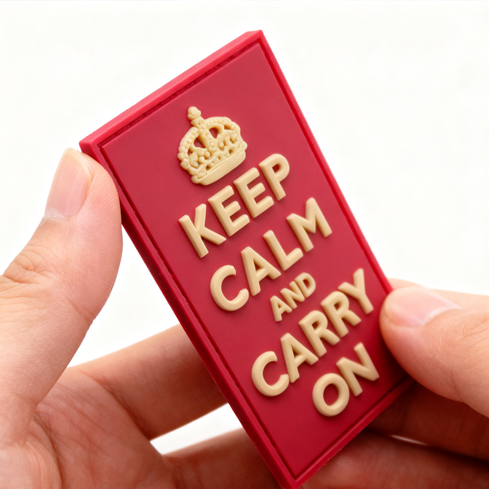 3D PVC “Keep Calm and Carry On” Morale Patch – Premium Rubber Badge for Tactical Gear & Outdoor Wear