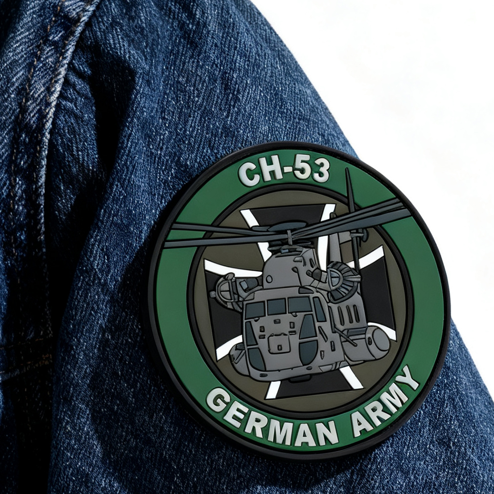 Custom German Helicopter PVC Patch Embossed 3D Rubber Aufnäher Logo for Jacket Backpack and Flight Gear