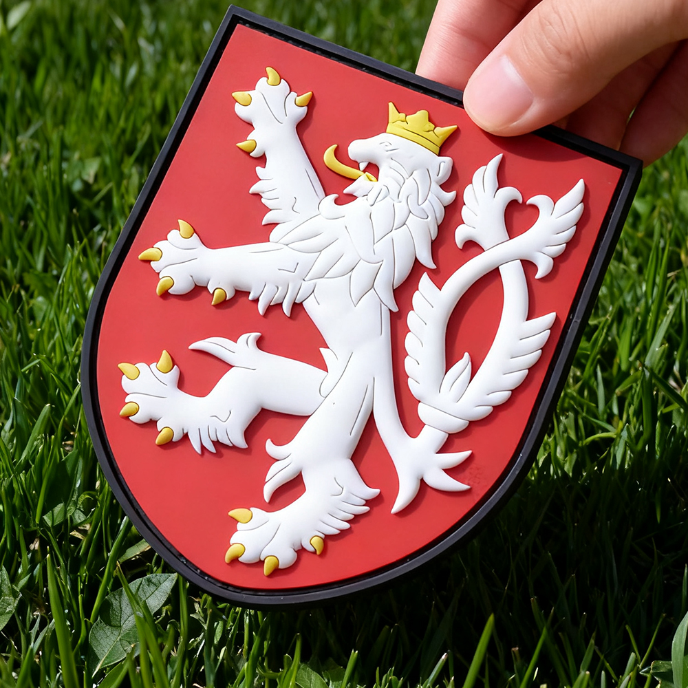 Custom Lion Shield 3D PVC Patch – Durable Rubber Emblem with Hook Backing