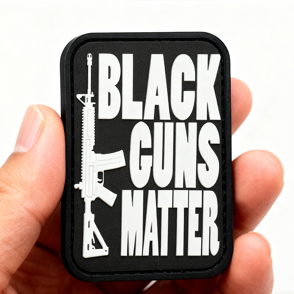 Custom Black Guns Matter PVC Patch 3D Rubber Morale Patch Hook and Loop for Jackets Bags and Collectors
