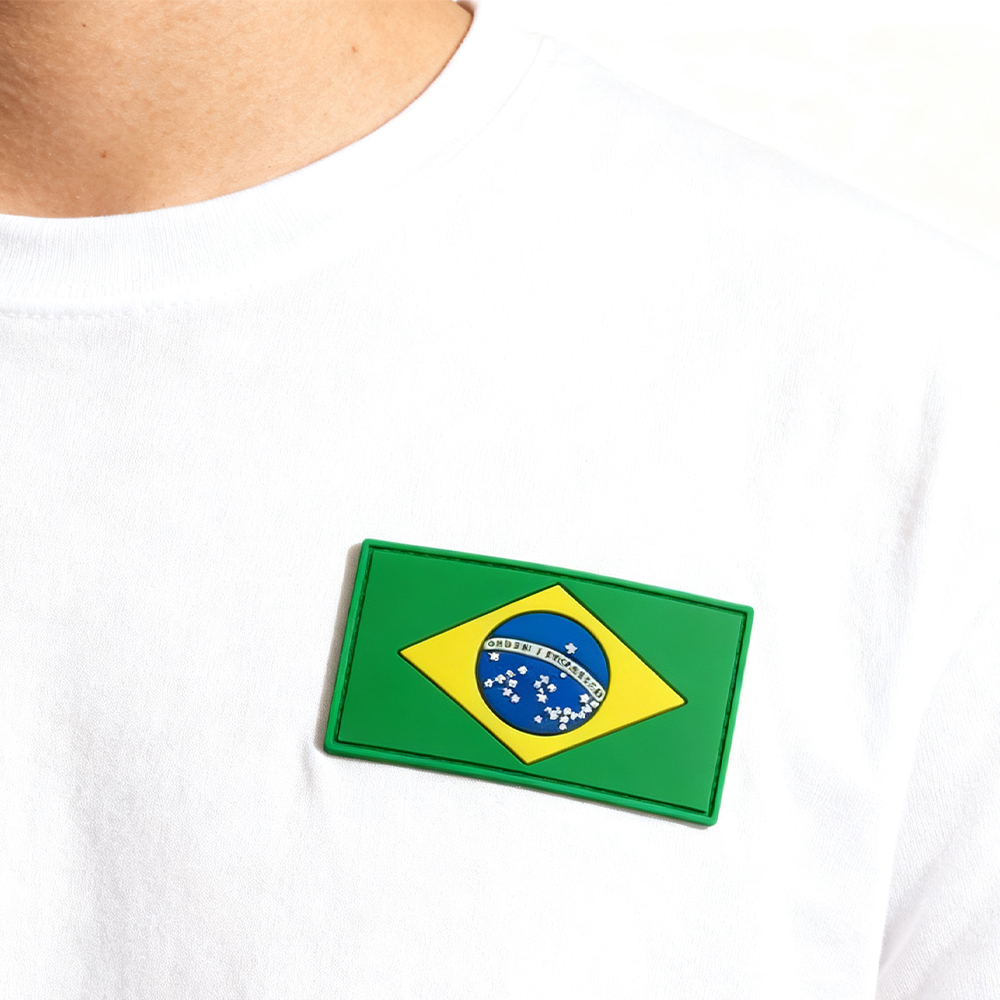 Custom 3D Rubber Flag Patch of Brazil Soft PVC Emblem with Hook and Loop Backing for Bags Jackets and Souvenirs