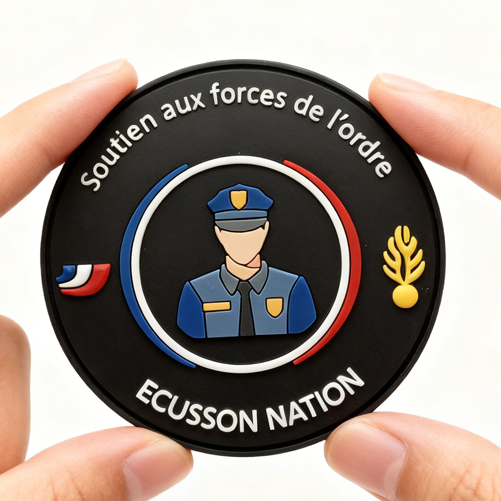 French police Emblem PVC Patch with Tricolor Shield Design