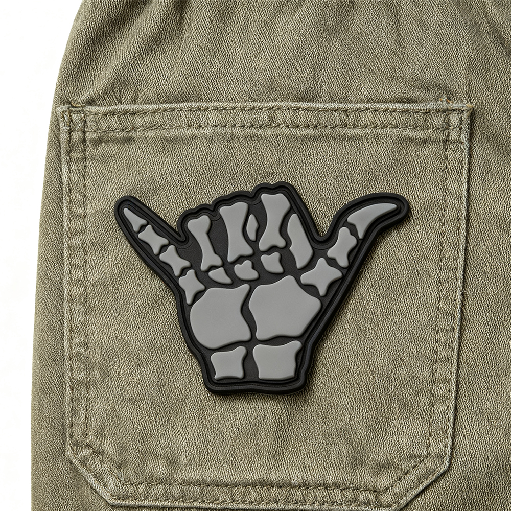 Dead Shaka PVC Patch 3D Rubber Hook Back Badge for Gear Bags Jackets