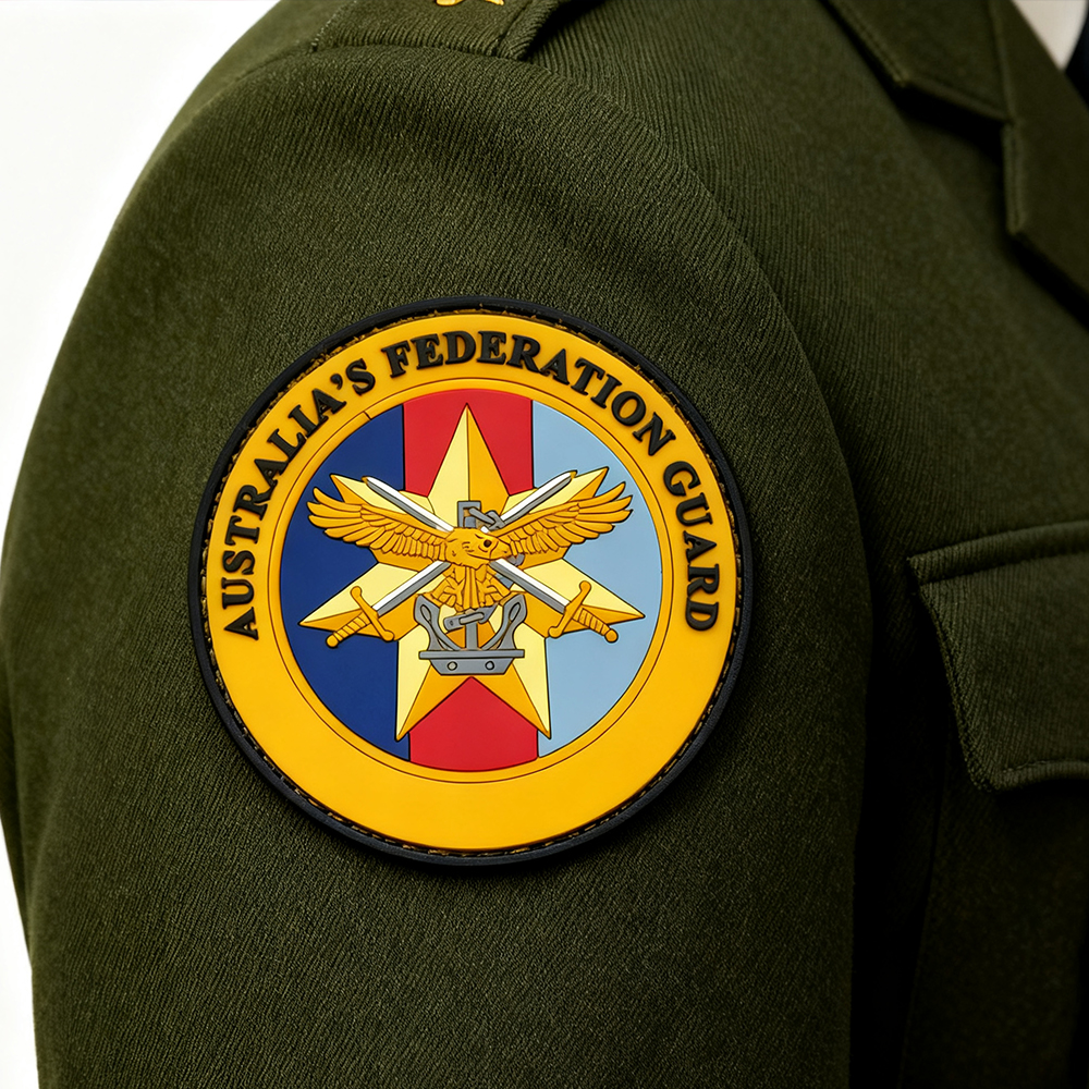 Custom Australian Federation Guard PVC Patch – 3D Rubber Emblem with Hook and Loop Backing
