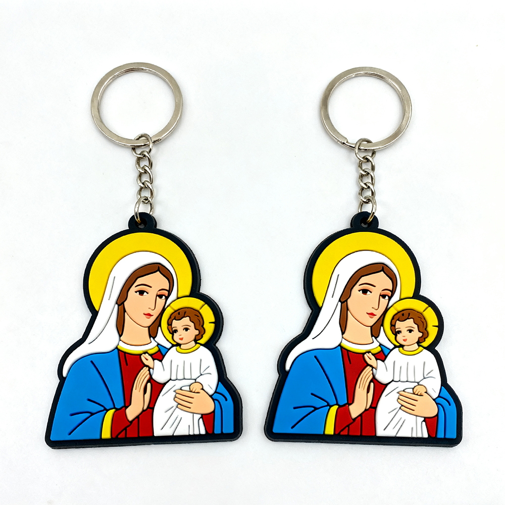 2025 Low Moq Custom 2D Rubber Christian logo Custom Charms Souvenirs Gift Keychain Ring Cartoon Accessories for Keychains