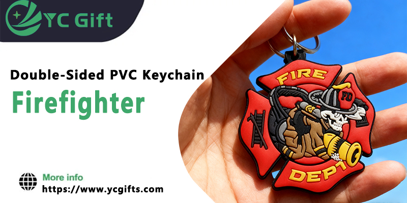 Firefighter Double-Sided PVC Keychain