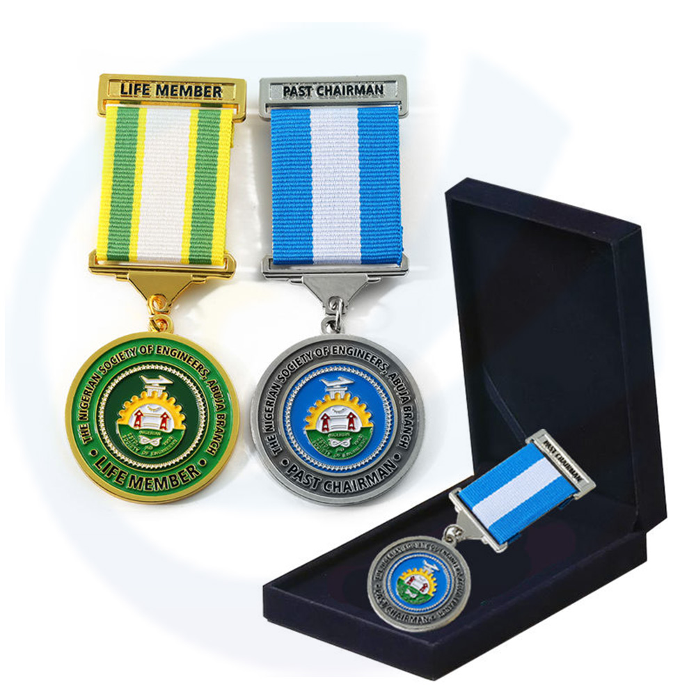 Free mold design high quality souvenir enamel medal with velvet box