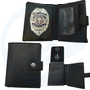15 years Factory Custom Metal security badge with Leather wallet holder