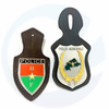 custom with PU leather strap hanging badge
